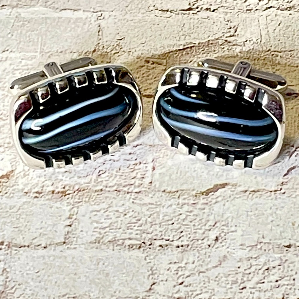 Vintage Mens Lapis or Faux Lapis Cufflinks